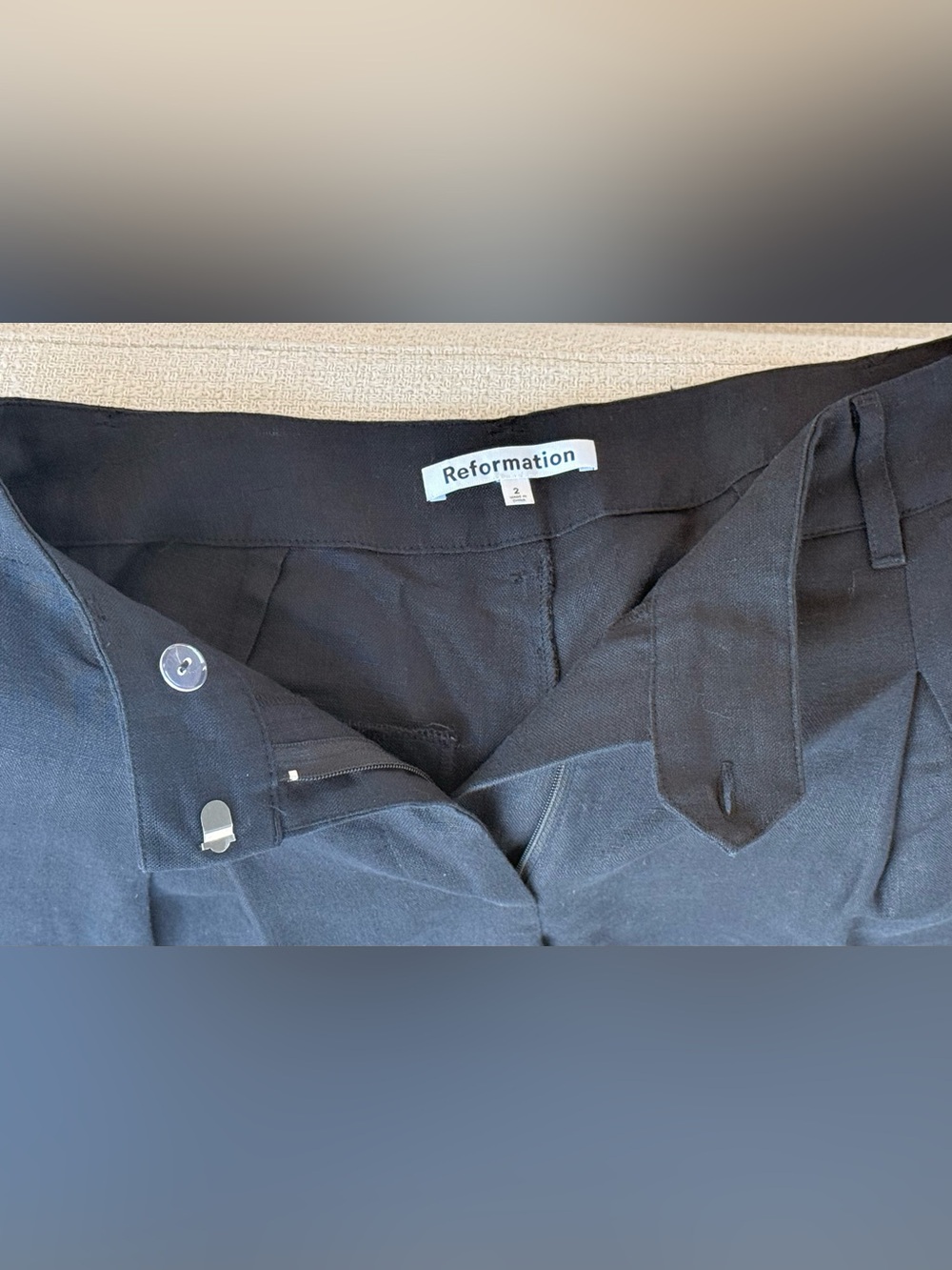 NWOT Reformation Wide Leg Black Linen Asher Pants Pockets Co-ord Top Avail. Sz 2 - Picture 10 of 11